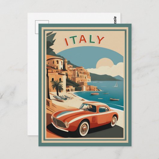 Vintage Italien Italienische Küste Strandwagen Postkarte (Vorne/Hinten)
