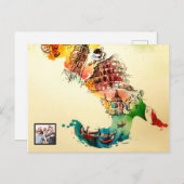 Vintage Italien Karte Liebe Reisen Wasserfarbe (Vorne/Hinten)