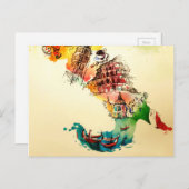 Vintage Italien Karte Liebe Reisen Wasserfarbe (Vorne/Hinten)