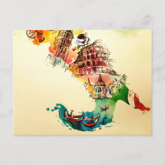 Vintage Italien Karte Liebe Reisen Wasserfarbe
