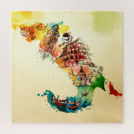 Vintage Italien Karte Liebe Reisen Wasserfarbe Puzzle