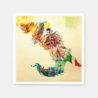 Vintage Italien Karte Liebe Reisen Wasserfarbe