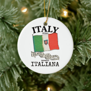 Vintage Italien Landesflagge Keramik Ornament
