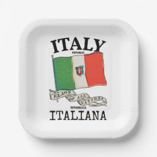 Vintage Italien Landesflagge Pappteller