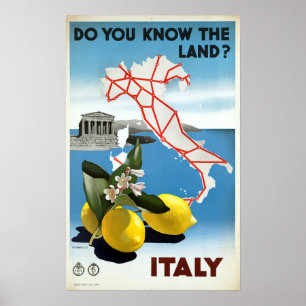 Vintage Italien-Zitronen-Reise Poster