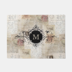 Vintage Italiener-Rom-Blatt-Monogramm-Matte Fußmatte