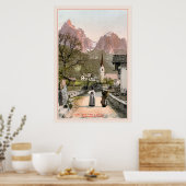 Vintage italienische Alpen: Bergdorf Poster (Küche)