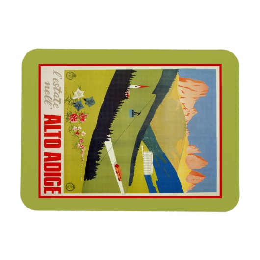 Vintage italienische Alpen (Südtirol) Magnet (Horizontal)