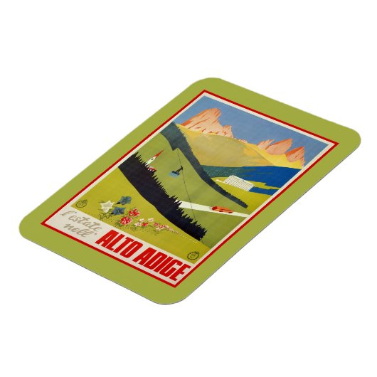 Vintage italienische Alpen (Südtirol) Magnet (Linke Seite)