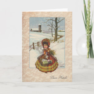 Vintage italienische Buon Natale Weihnachtskarte Feiertagskarte