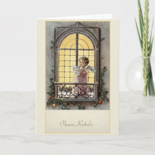 Vintage italienische Buon Natale Weihnachtskarte Feiertagskarte (Vorderseite)