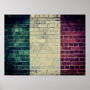 Vintage italienische Flagge an einer Ziegelmauer Poster