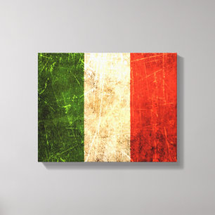 Vintage italienische Flagge gekratzt und getragen Leinwanddruck