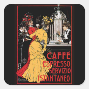 Vintage italienische Kaffeespresso-Werbung Quadratischer Aufkleber