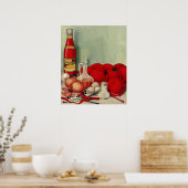 Vintage italienische Paprikaschoten Food Tomato On Poster (Küche)