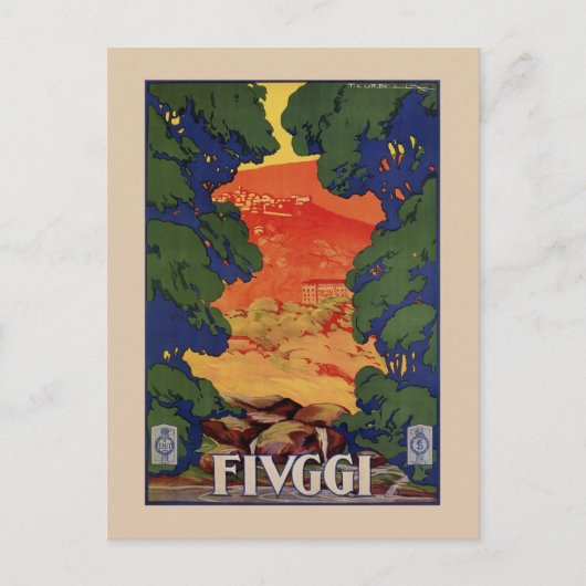 Vintage italienische Reise Fiuggi Federn Postkarte (Vorderseite)
