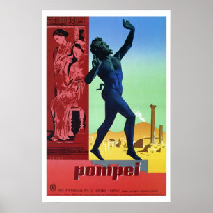 Vintage italienische Reise Pompejis Poster
