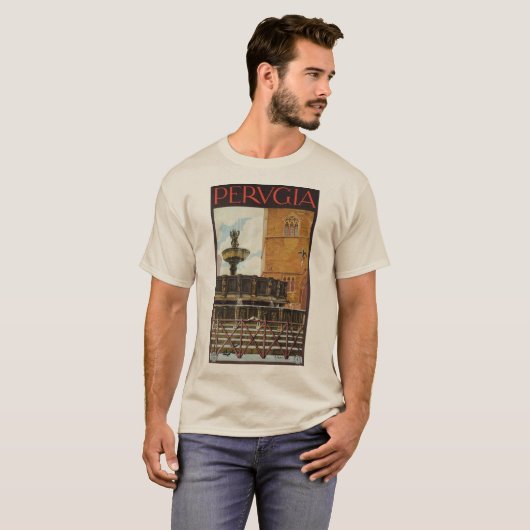 Vintage italienische Reiseanzeige Perugia T-Shirt (Vorne ganz)