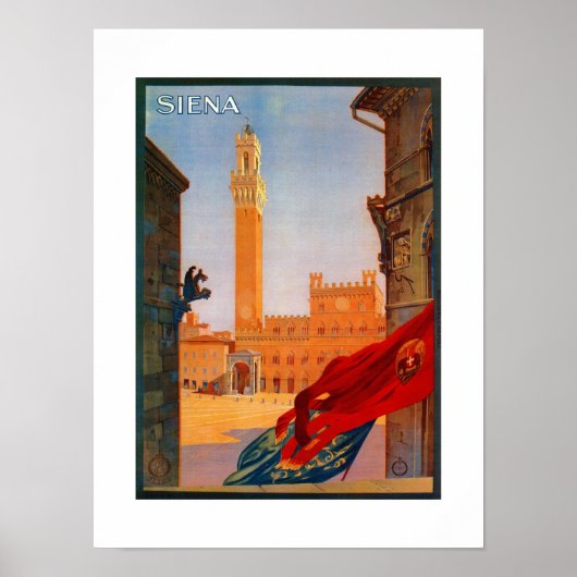 Vintage italienische Reisewerbung Siena Poster (Vorne)