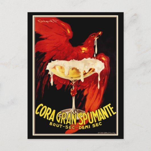Vintage italienische Spumante-Werbung Postkarte (Vorderseite)