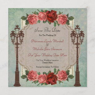 Vintage italienische Straßenlaternen u. Rosen Save Save The Date