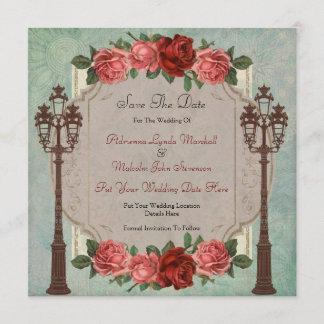 Vintage italienische Straßenleuchten und Rose Save The Date