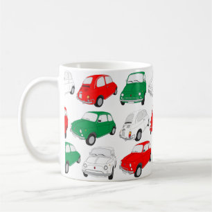 Vintage italienische Tasse für Autos in Grün, Weiß