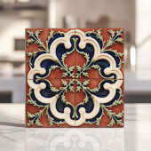 Vintage italienische Terrakotta und Marine Fliese