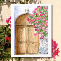 Vintage italienische Tür mit Bougainvillea