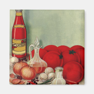 Vintage italienisches Essen Tomaten Zwiebeln Papri Magnet