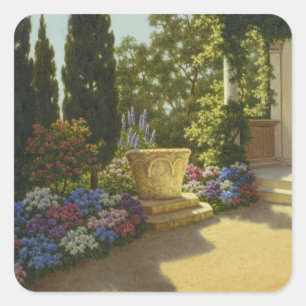 Vintage Ivan Choultse Jardin Villa Cypris Quadratischer Aufkleber