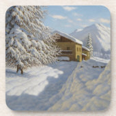 Vintage Ivan Choultse Winterlandschaft Getränkeuntersetzer (Vorderseite)