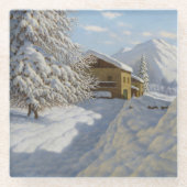 Vintage Ivan Choultse Winterlandschaft Glasuntersetzer (Vorderseite)