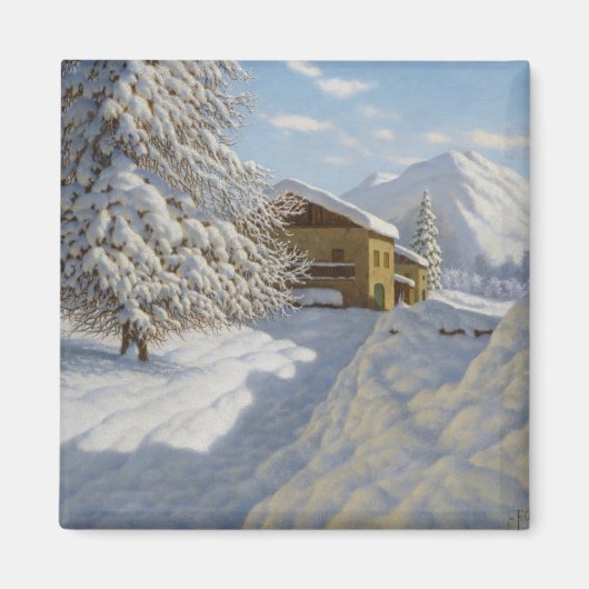 Vintage Ivan Choultse Winterlandschaft Magnet (Vorne)