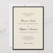 Vintage Ivory & Black Old Money Wedding Einladung (Vorderseite)