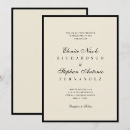 Vintage Ivory & Black Old Money Wedding Einladung