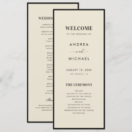 Vintage Ivory & Black Retro Old Money Wedding Programm