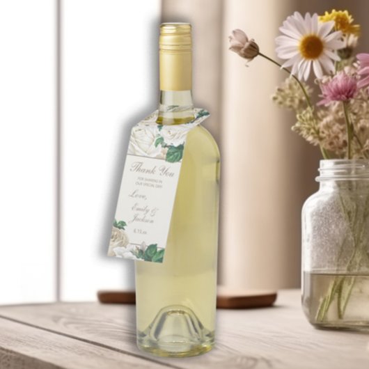 Vintage Ivory Cream Flowers Botanical Wedding Flaschenanhänger