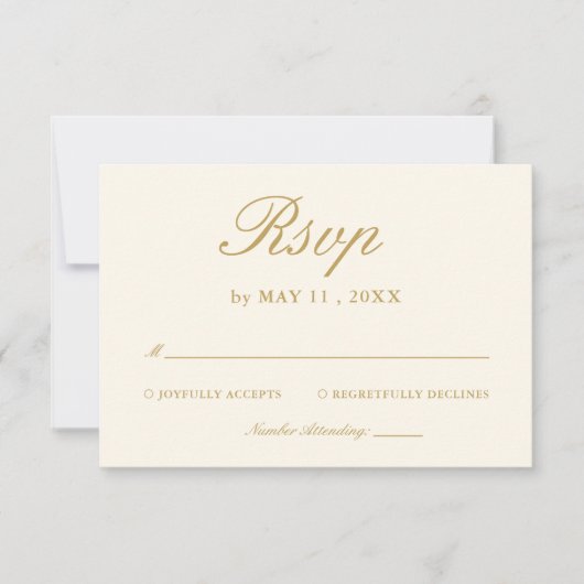 Vintage Ivory Elegant Wedding RSVP Card Karte (Vorderseite)