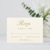 Vintage Ivory Elegant Wedding RSVP Card Karte (Stehend Vorderseite)
