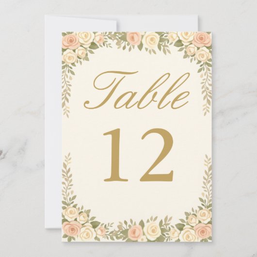 Vintage Ivory Elegant Wedding Table Number Einladung (Vorderseite)