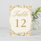 Vintage Ivory Elegant Wedding Table Number Einladung (Stehend Vorderseite)