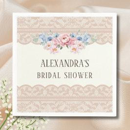 Vintage Ivory Floral Vintage Lace Bridal Shower Serviette