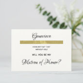 Vintage Ivory Luxury Will You Be My Maid of Honor Einladung (Stehend Vorderseite)