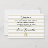 Vintage Ivory Luxury Will You Be My Maid of Honor Einladung (Rückseite)