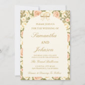 Vintage Ivory Script Wedding Invitation Einladung (Vorderseite)