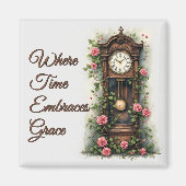 Vintage Ivy Rose Grandfather Clock Magnet (Vorne)