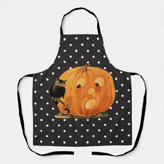 Vintage Jack O Lantern & Eule Schürze (Vorderseite)