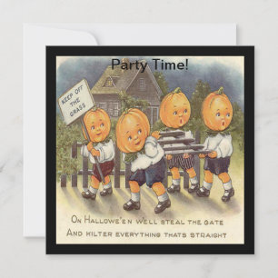 Vintage Jack o' Lantern Jungen Steeling Tor Einladung