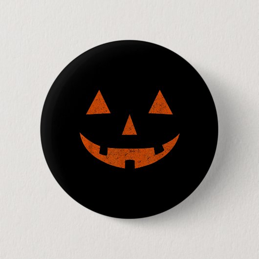Vintage Jack o Lantern Kürbislaterne Kürbis Gesich Button (Vorderseite)